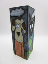 DOG painting on wood block 4 sides dog folk art