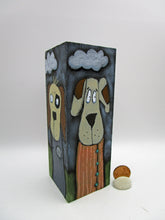 DOG painting on wood block 4 sides dog folk art