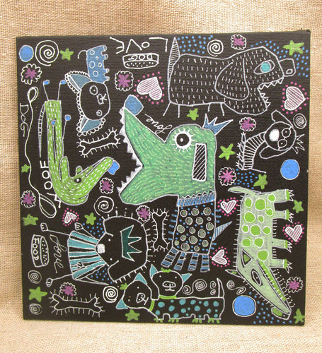 Painting dog doodle illustration painting wacky characters