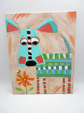 Folk art dog painting in acrylics fun colors