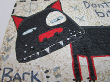 Folk art style DOG painting textured and primitive