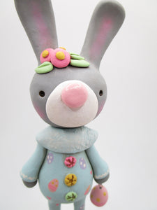 Easter folk art bunny with Easter egg charm