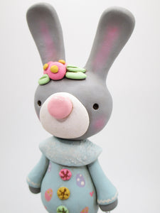 Easter folk art bunny with Easter egg charm