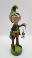 Christmas woodland ELF holding lantern