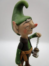 Christmas woodland ELF holding lantern