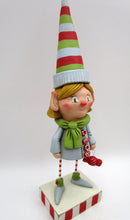 Christmas folk art girl ELF - signed one of a kind