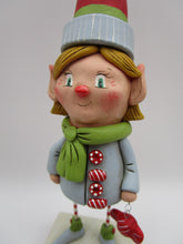 Christmas folk art girl ELF - signed one of a kind