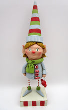 Christmas folk art girl ELF - signed one of a kind