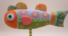 Summer folk art fish colorful and folky