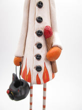 Halloween tall FLAME character with match stick and black cat bucket