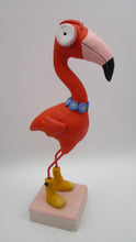 Spring folk art FLAMINGO bird wearing yellow rain boots