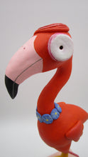 Spring folk art FLAMINGO bird wearing yellow rain boots