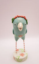 Spring folk art floral bird blue