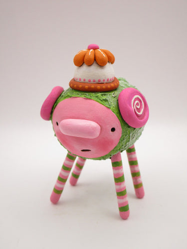 Monster four legged with textured body and flower hat