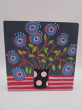 Spring folk art acrylic flower and vase painting 4x4