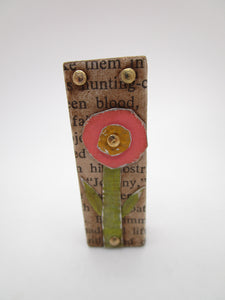 Folk art style FLOWER tin pin - misc