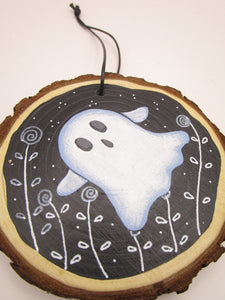 Halloween flying ghost wood painted ornament or for wall