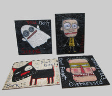 Folk art style DOG painting textured and primitive