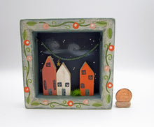 Spring folk art wood framed wall decor wood houses with string of beads and star charm