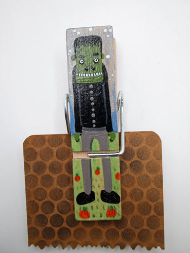 Halloween clothes pin CLIP magnet FRANKENSTEIN GREAT GIFT