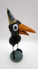 Spring folk art FRENCH stamp black crow with FREE art card!