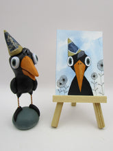 Spring folk art FRENCH stamp black crow with FREE art card!