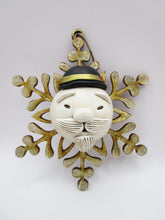 Christmas ornament Frosty style the "snowman" on wooden snowflake
