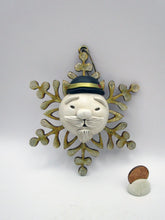 Christmas ornament Frosty style the "snowman" on wooden snowflake