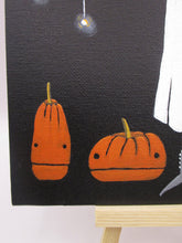 Halloween painting 6x6 original acrylic ghost and pumpkins