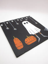 Halloween painting 6x6 original acrylic ghost and pumpkins