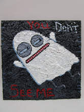 Halloween folk art PRIM textured ghost painting
