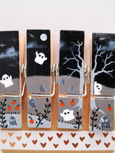Halloween clothes pin CLIPS set of three GHOST graveyard scene GREAT GIFT