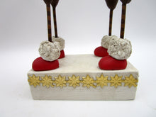 Christmas folk art REINDEER carrying gift - one of a kind, signed