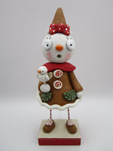 Christmas folk art gingerbread snow girl with snow angel