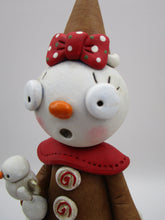 Christmas folk art gingerbread snow girl with snow angel