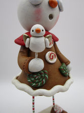 Christmas folk art gingerbread snow girl with snow angel