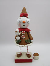 Christmas folk art gingerbread snow girl with snow angel