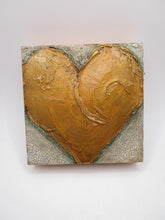 Painting with gold textured heart home decor 4 x 4 painting