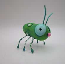 Little bug spring folk art GREEN with pink nose