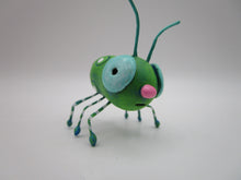 Little bug spring folk art GREEN with pink nose