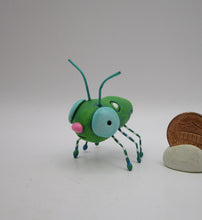 Little bug spring folk art GREEN with pink nose