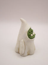 Halloween folk art green monster ghost with wacky teeth