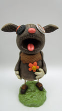 Spring folk art "gunny sack" girl with button eyes