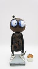 Halloween folk art "gunny sack" texture with lots of buttons and bat charm