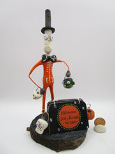 Halloween Skelly Skeleton man "Halloween buckets for sale" paper clay
