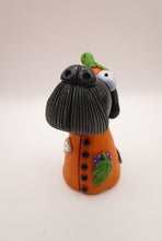 Halloween folk art Dog wearing a pumpkin "patch" costume