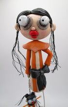 Halloween folk art TALL girl with beaded matching doll