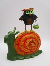Halloween folk art SNAIL and OWL paper clay!