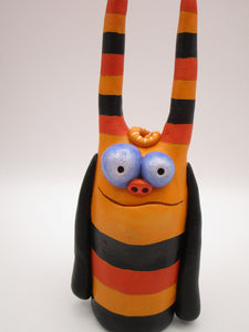 Halloween striped monster with tall horns CUTE!