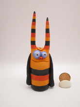 Halloween striped monster with tall horns CUTE!